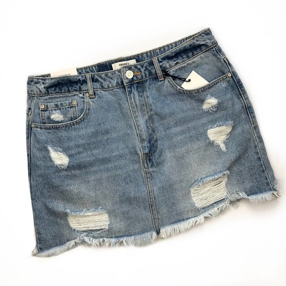 Forever 21 Dresses & Skirts - Distressed Denim Mini Skirt Size 30 New with tags